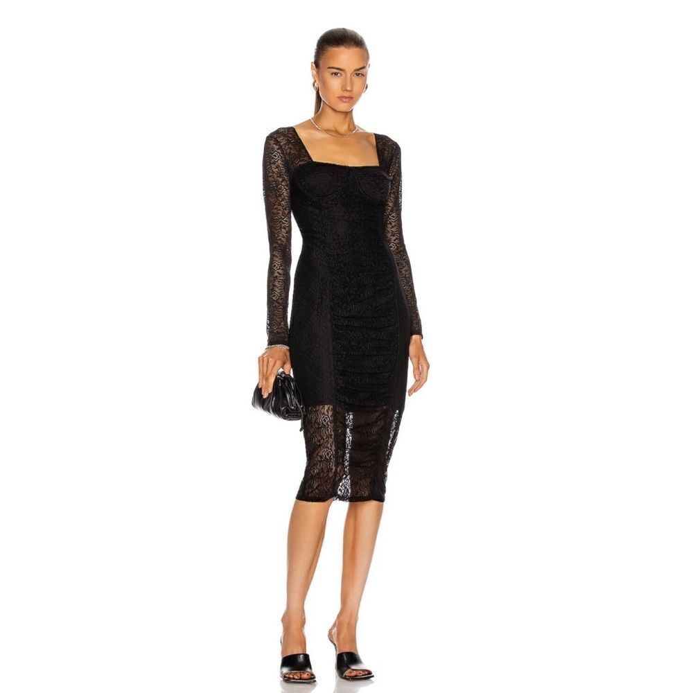 JONATHAN SIMKHAI STANDARD Ruched Long Sleeve Dress size L